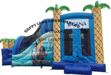 Moana Theme Inflatable Bouncer with Slide and Climbing