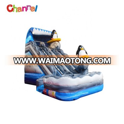 Lovely penguin rapid slide small inflatable water slide