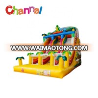 New multi color double lane dinosaur slide inflatable dry slides for kids