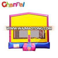 Custom large pink yellow bounce house basketball hoop inflatable bouncer with detachable banner for kids