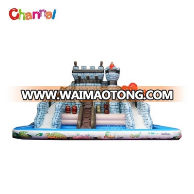 Biggest ancient fort octopus air inflatable bouncy water slide for kids