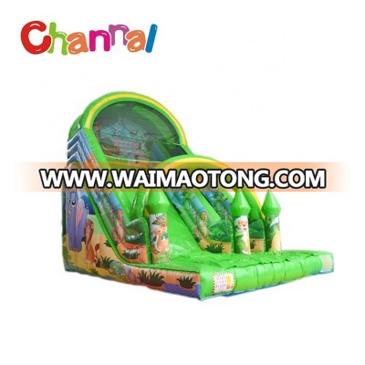 Cheap HD printing jungle wet dry air inflatable bouncy slide