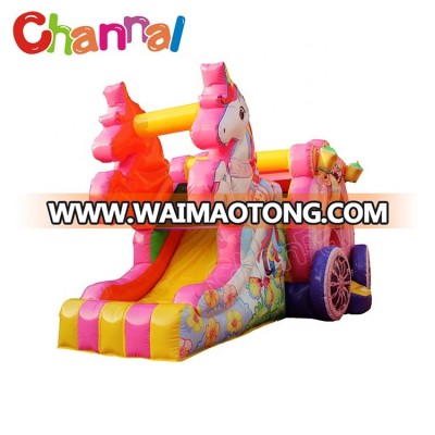 Lovely pink inflatable bouncer unicorn bounce house carriage for kids