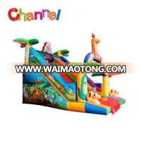 Attractive 5mH animal forest custom pvc inflatable slides for kids