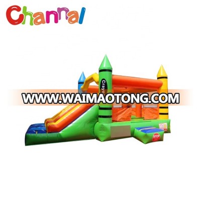 Popular crayon double slide jumping bouncer inflatable combos