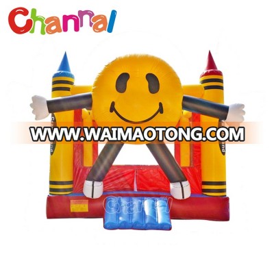 Commercial colorful smiling inflatable bouncer smile face bounce house for outdoor