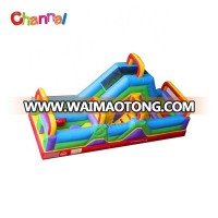 Colorful long custom wet dry slide air inflatable obstacle course for children