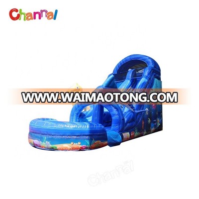 high quality ocean theme kids home backyard inflatable water slide