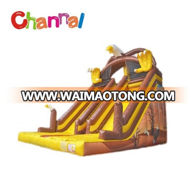 High quality brown yellow eagle wet dry tall inflatable slides for sales