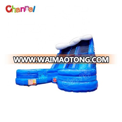 beautiful ocean blue dual lane commercial inflatable water slides