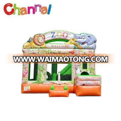 New design animal zoo dry bounce house slide inflatable combo